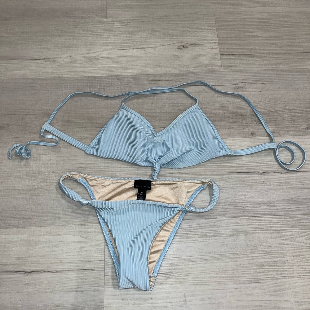 PacSun LA Hearts baby blue knotted texture bikini size extra small